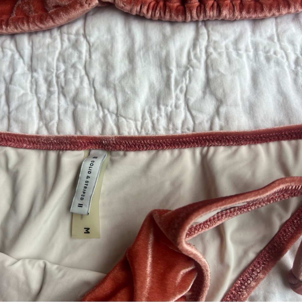 Solid & Striped Iris Pink Velvet String Bikini Set - image 5